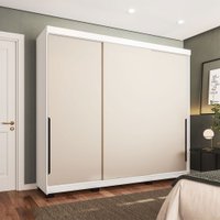 Guarda-Roupa Casal Madrid 3 Portas 4 Gavetas Creme/Branco - Politorno