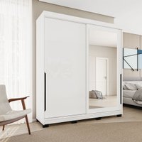 Guarda-Roupa Casal Madrid 2 Portas 2 Gavetas com Espelho Branco - Politorno