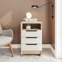 Mesa de Cabeceira Barcelona 3 Gavetas 100% Mdf Carvalho/Off White - Politorno