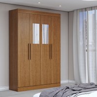 Guarda-Roupa Solteiro Splendore 4 Portas 2 Gavetas com Espelho 100% Mdf Cinamomo - Panorama Móveis