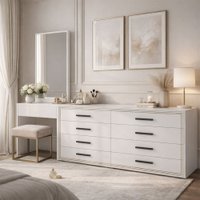 Cômoda Valência 8 Gavetas com Espelho Branco - Politorno