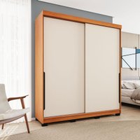 Guarda-Roupa Casal Madri 2 Portas 2 Gavetas Creme/Freijó - Politorno