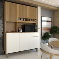 Cozinha Compacta Luce 6 Portas 1 Gaveta 100% Mdf Amêndoa/Branco - Panorama Móveis