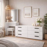 Cômoda Lisboa 6 Gavetas com Espelho Branco - Politorno