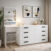 Cômoda Lisboa 8 Gavetas com Espelho Branco - Politorno