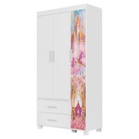 Guarda Roupa Infantil 3 Portas 2 Gavetas MDF 89 cm Livia Carruagem Decmade