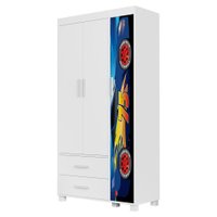 Guarda Roupa Infantil 3 Portas 2 Gavetas MDF 89 cm Livia Azul Decmade