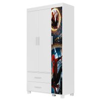 Guarda Roupa Infantil 3 Portas 2 Gavetas MDF 89 cm Livia Aranha Decmade