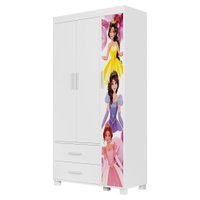 Guarda Roupa Infantil 3 Portas 2 Gavetas MDF 89 cm Livia Princesas Decmade
