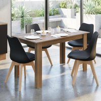 Conjunto Sala de Jantar Garda Mesa Tampo de Madeira 4 Cadeiras Rustic/Preto Madesa