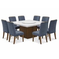 Conjunto De Mesa Sala de Jantar Com Tampo Giratório Amsterdã 1,36m 8 Cadeiras Grécia