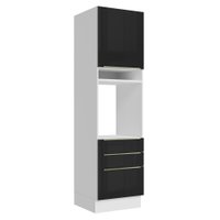 Torre Quente 60 cm 1 Porta 3 Gavetas Branco/Preto Lux Madesa