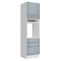 Torre Quente 60 cm 1 Porta 3 Gavetas Branco/Cinza Lux Madesa