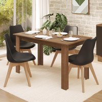 Conjunto Sala de Jantar Betim Mesa Tampo de Madeira 4 Cadeiras Rustic/Preto Madesa