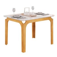 Mesa Sala de Jantar 1,20m Tampo em Vidro Mel - Cedro/Off White