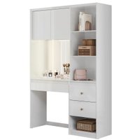 Penteadeira Camarim Com Espelho E Led Lume 2 Gavetas 207 cm Branco Moval