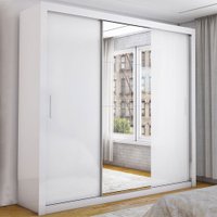Guarda-Roupa Casal Bello 3 Portas de Correr com Espelho 4 Gavetas Branco - Pnr Móveis