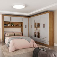 Guarda-Roupa Casal Modulado Eleganza 11 Portas 6 Gavetas com Espelho Cinamomo/Off White - Pnr Móveis