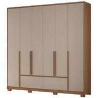 Guarda Roupa Casal 6 Portas 217 cm Denver Carvalho Fendi Moval