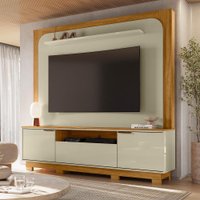 Home Theater Nilo 10 Pés 2 Portas de Giro e 1 Gaveta Telescópica Acabamento Chanfrado e Cantos Arredondados Cumaru e Opa