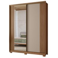 Guarda Roupa Casal 2 Portas De Correr 175 cm Com Espelho Toronto Carvalho Fendi Moval