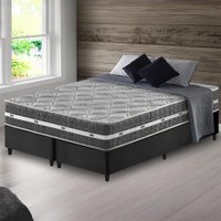 Cama Box King Bipartido Preto + Colchão Espuma D45 Ortopédico Zidi Brooklyn 193x203x62cm