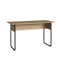 Mesa Escrivaninha para Notebook Estudo Escritório Quarto 135cm Oak Preto Industrial Placa e Ponto