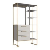 Closet Guarda Roupa Modulado Armário 3 Gavetas Industrial Arenas Champanhe Quarto Placa e Ponto