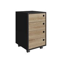 Gaveteiro Multiuso com Rodinhas Escritório Quarto 4 Gavetas Organizador Office Oak Preto