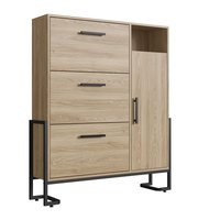 Armário Sapateira para Quarto Organização Calçados 96cm Oak Metal Preto Industrial Placa e Ponto