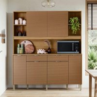 Armário De Cozinha Compacta 6 Portas 5 Nichos Mantra - Madeirado / Caramelo