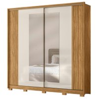 Guarda Roupa Casal 2 Portas De Correr 230 cm Com Espelho Dunas Freijo Off White Moval