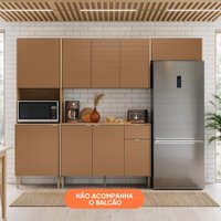 Armário de Cozinha Compacta 6 Portas 1 Nicho Surya - Madeirado / Caramelo