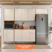 Armário de Cozinha Compacta 6 Portas 1 Nicho Surya - Madeirado/Off White