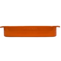 Travessa Retangular Assadeira Porcelana 37x26cm Laranja Germer Forma Canelada Grande