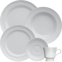 Aparelho de Jantar Jogo 20 peças Porcelana Cottage Germer Chá Branco Mesa Posta