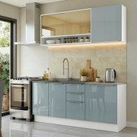 Armário de Cozinha Compacta 180 cm Branco/Cinza Lux Madesa 04