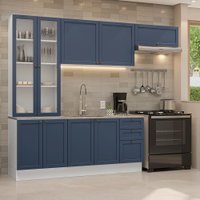 Armário de Cozinha Completa 270 cm Branco/Azul Vik Madesa 05
