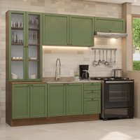 Armário de Cozinha Completa 270 cm Rustic/Verde Vik Madesa 05