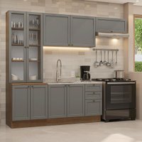 Armário de Cozinha Completa 270 cm Rustic/Cinza Vik Madesa 05