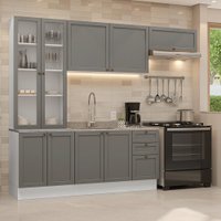 Armário de Cozinha Completa 270 cm Branco/Cinza Vik Madesa 05
