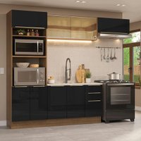 Armário de Cozinha Completa 270 cm Rustic/Preto Lux Madesa 07