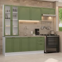 Armário de Cozinha Completa 270 cm Branco/Verde Vik Madesa 05