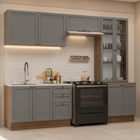 Armário de Cozinha Completa 270 cm Rustic/Cinza Vik Madesa 06