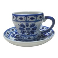 Xicara e Pires cafezinho 50 ml PIntado à mão Porcelana