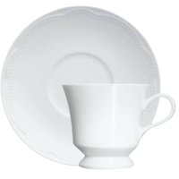 Xícara de Chá com Pires Porcelana Germer Branco 190ml Relevo Cottage Avulsa