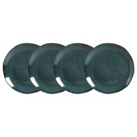 Conjunto 4 Pratos Rasos para Sushi Cerâmica Orgânico Oceano 26,5cm Azul Porto Brasil