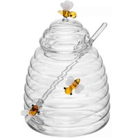 Açucareiro de Vidro 500ml Colher Tampa Porta Açúcar de Mesa Lovely Bee Decorado Lyor