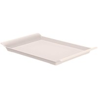 Bandeja Retangular de Servir Bege Alças 44x29cm Lea Ou Plástica Café da Manhã Lanchonete Restaurante