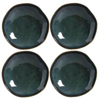 Jogo 4 Pratos Fundos 21cm Cerâmica Orgânico Oceano Azul Porto Brasil Stoneware Sopa Caldo